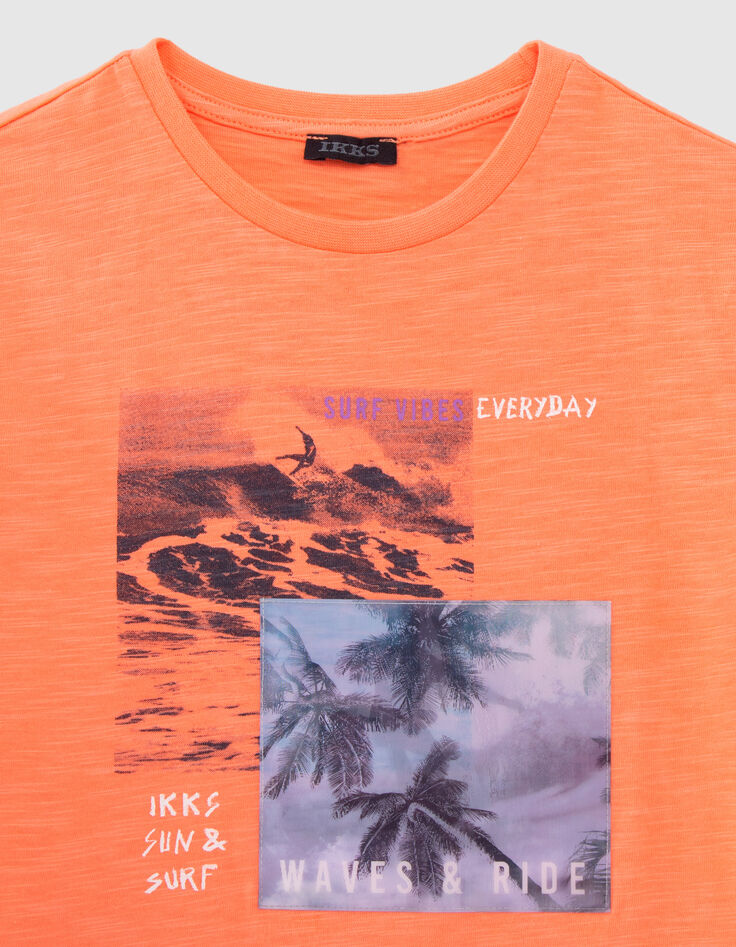 Camiseta naranja fluo algodón diseño lenticular niño-4