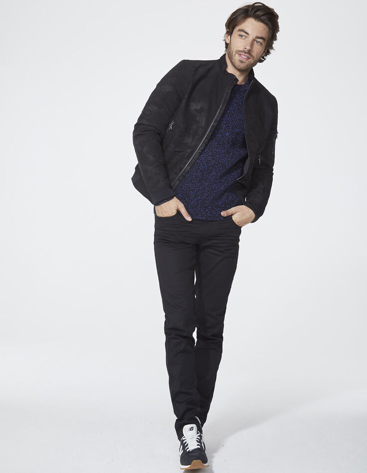 Pull bleu chiné homme-7