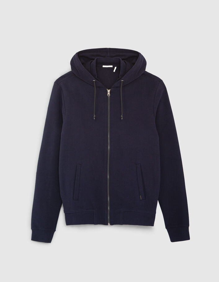 Marineblaue Herrenkapuzenjacke mit Relief-6