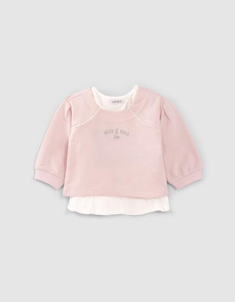 Baby girls’ 2-in-1 pale pink sweatshirt with T-shirt