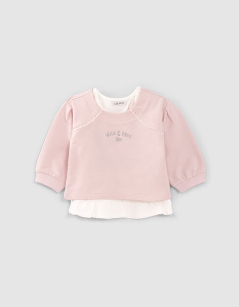 Sweat 2-en-1 rose pâle avec T-shirt bébé fille