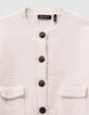 Beige gebreid donzig vest met knopen meisjes-2