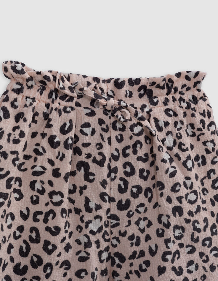 Pink leopard print shorts for girl-4