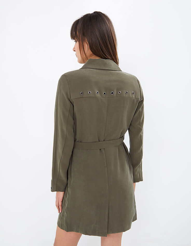 I.Code khaki trench coat with eyelet belt-3