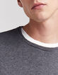 Men’s charcoal grey and white 2-in-1 T-shirt-5