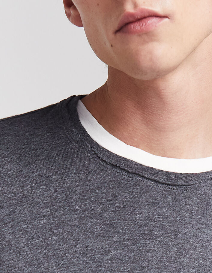 Men’s charcoal grey and white 2-in-1 T-shirt - IKKS