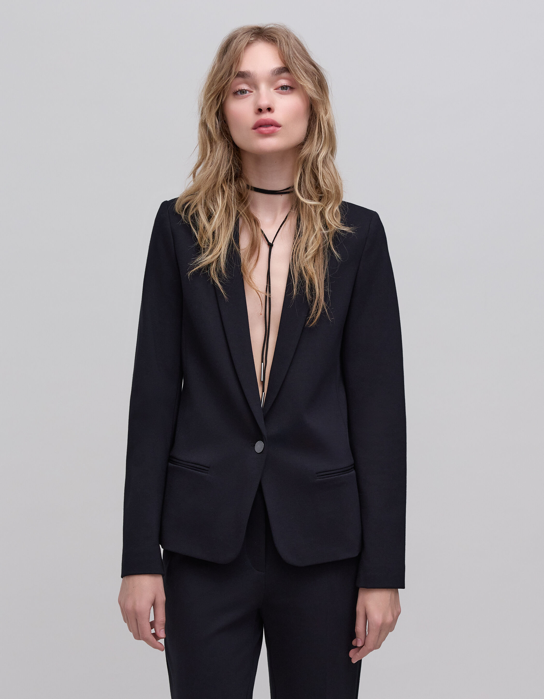 Veste de costume noire en maille Femme IKKS