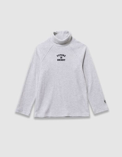 T-shirt manches longues gris col roul&eacute; gar&ccedil;on - IKKS