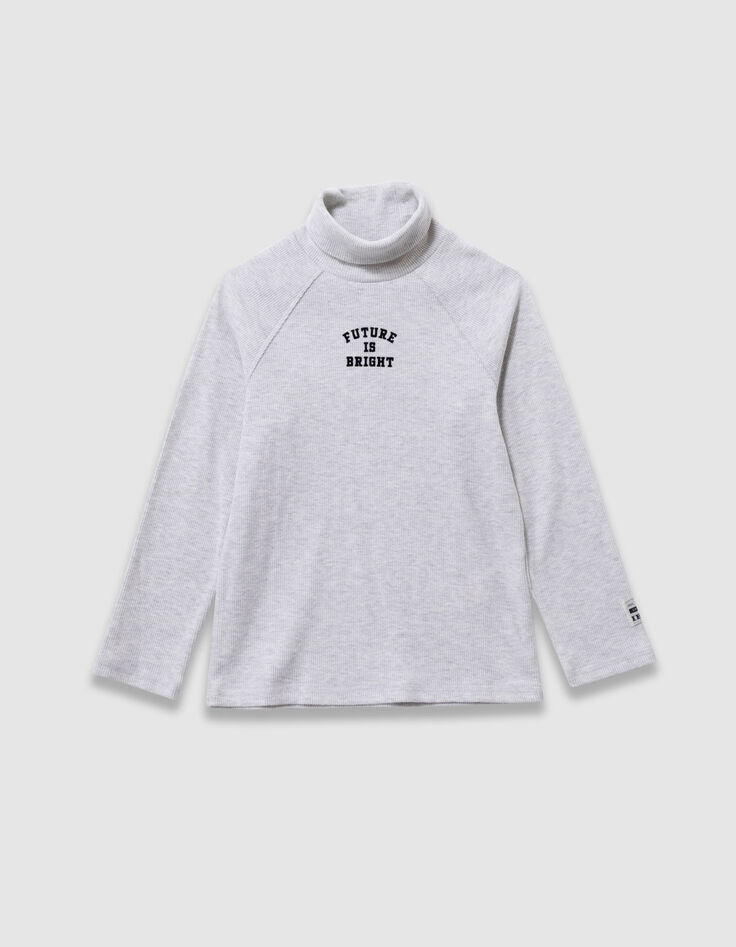 T-shirt manches longues gris col roulé garçon-4