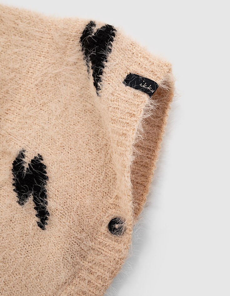 Puderrosa Strickcape mit schwarzen Blitzen für Babymädchen-7