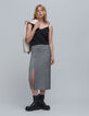 Jupe crayon grise faux-uni Femme-2