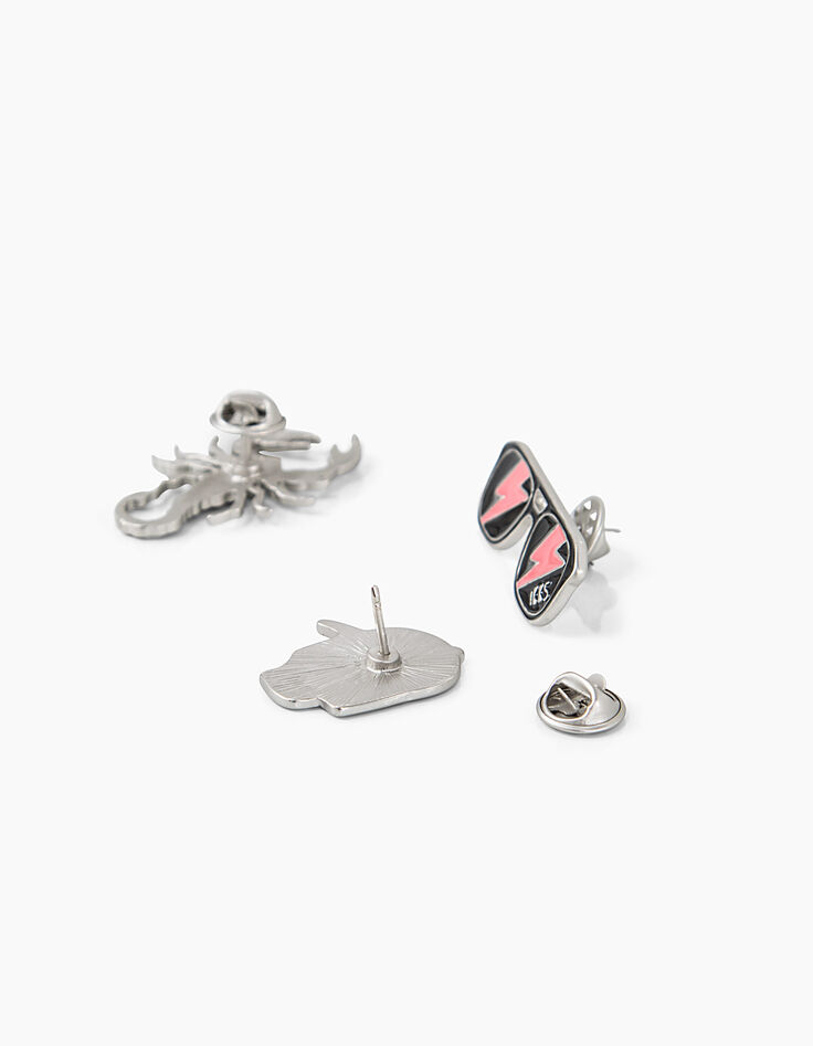 Pins mit Skorpion, Sonnenbrille und Totenkopf  -3