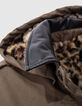Khaki Damen-Kapuzenparka, Kunstpelzfutter, Chevron-7