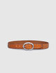 Ceinture jean cuir camel clous bijoux boucle métal femme-2