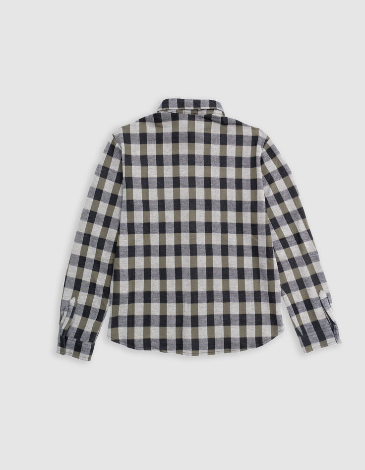 Chemise noire maille à carreaux capuche amovible garçon-4