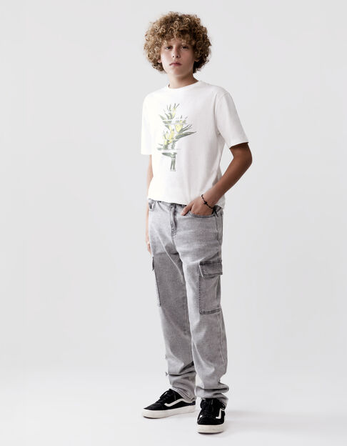 Camiseta blanca algodón blanco follaje pixelado niño - IKKS