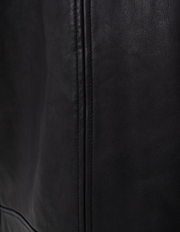 Men's black leather jacket-8 Men's black leather jacket-8