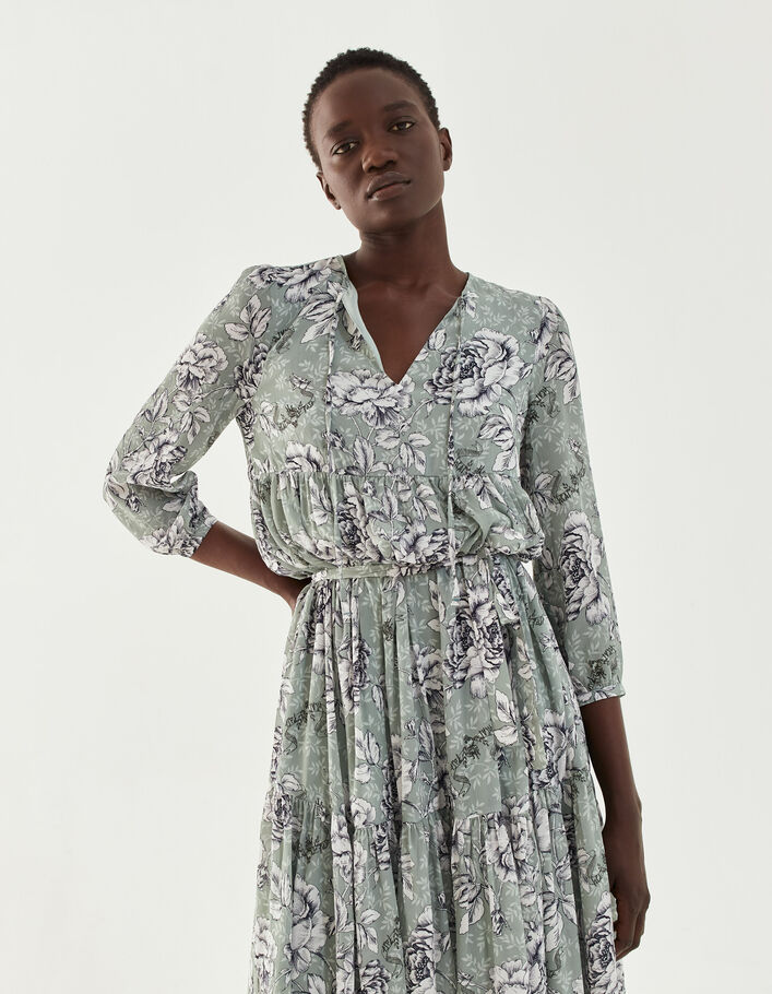 Robe ample matière recyclée imprimé floral vintage femme-5