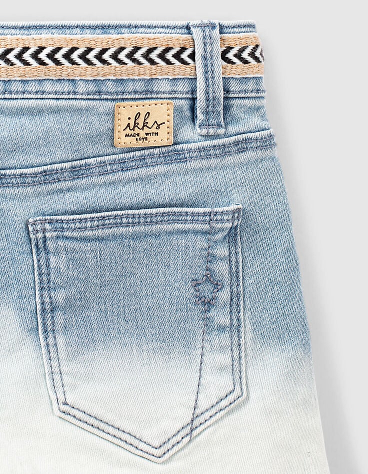 Girls' light blue deepdye embroidered organic denim shorts-5 Girls' light blue deepdye embroidered organic denim shorts-5