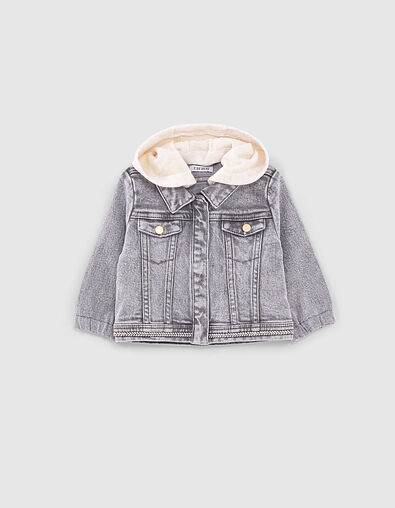 Light grey jeansjasje bio etnische biezen babymeisjes  - IKKS