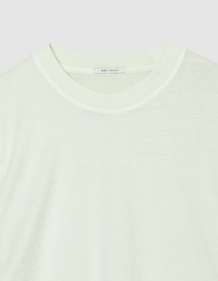 Tee-shirt oversize vert coton bio bi-mati&egrave;re Femme-7