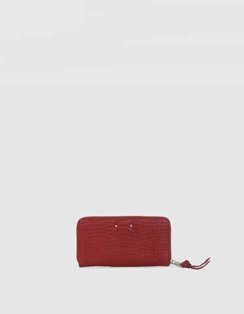 Women’s red croc-embossed leather 1440 Compagnon wallet
