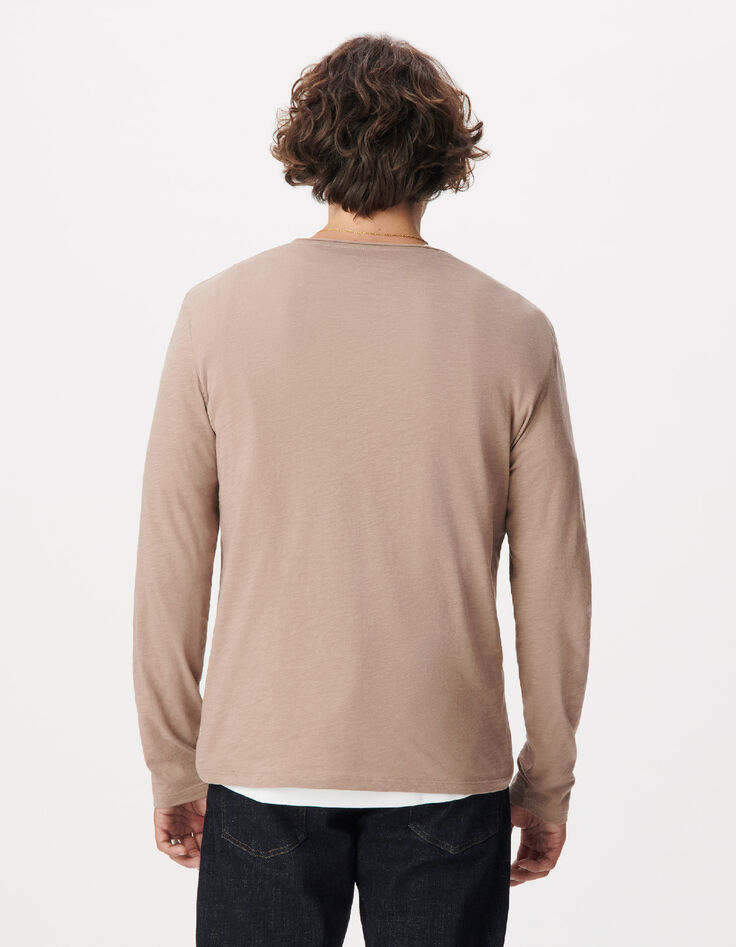 T-shirt beige manches longues Homme-3
