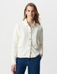 Cardigan écru tricot esprit chemise Femme-3