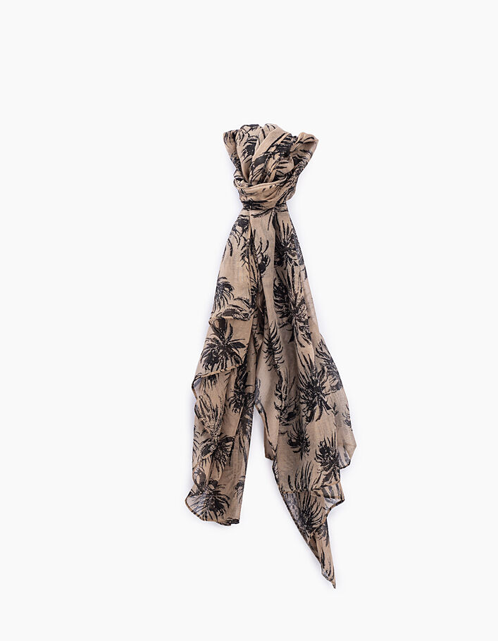 Men’s mink scarf with black palm-tree print - IKKS