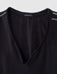 Tee-shirt noir manches longues badge bijoux épaules femme-3