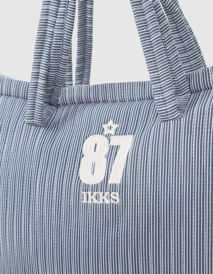Oversize-Damencabastasche aus blauem Boutis mit Streifen - IKKS