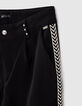 Pantalón negro con cordón lateral bordado niña-5