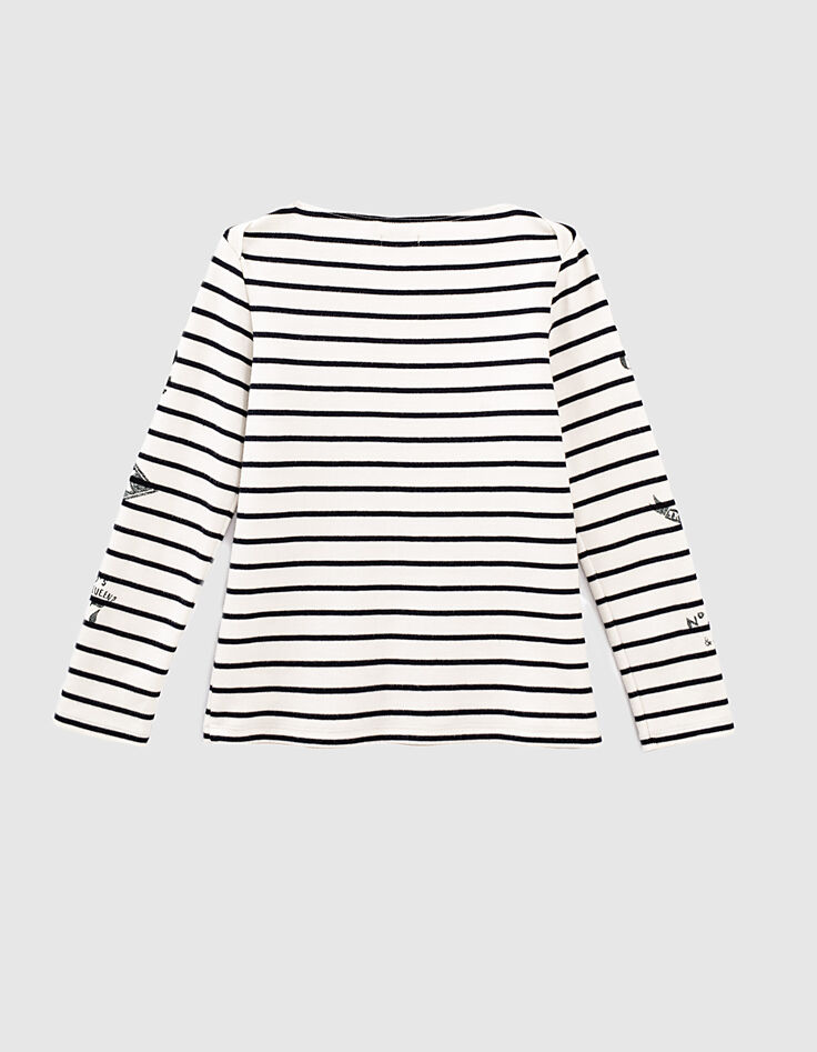 Camiseta marinera cruda y navy con visuales tattoos niña-4