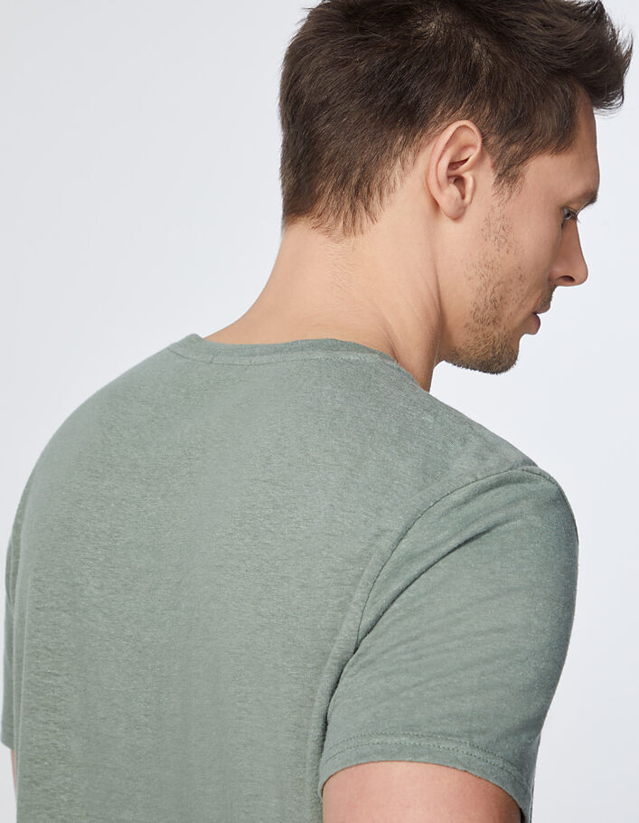 Men’s lime green cotton and hemp round-neck T-shirt - IKKS