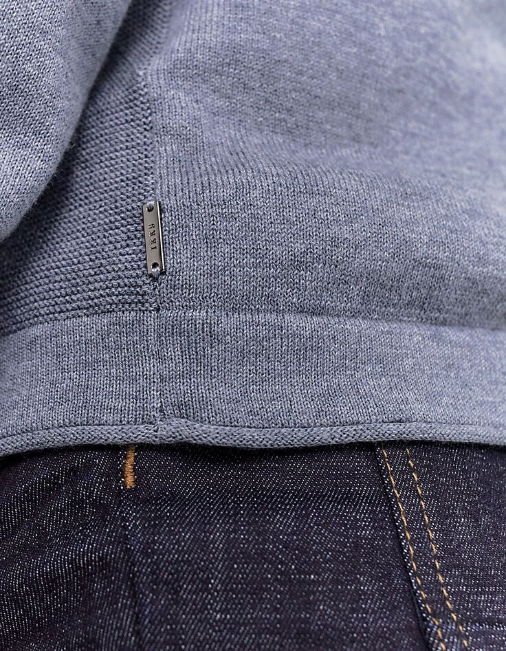 Herren-Kapuzen-Strickjacke mit Reißverschluss, Stone-Blau-5