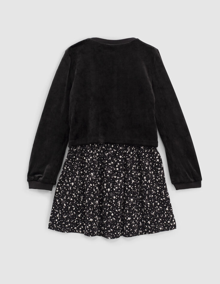 Vestido 2 en 1 negro rock y sudadera terciopelo ni&ntilde;a-3