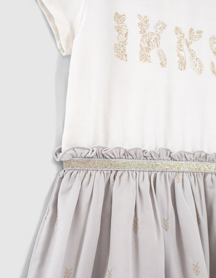 M&auml;dchenkleid aus Mischgewebe mit goldfarbener Stickerei -6