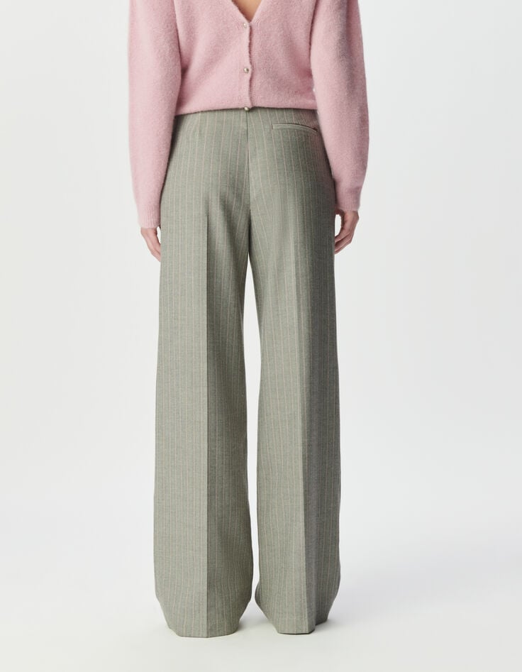 Women&rsquo;s grey suit trousers with pink stripes-4