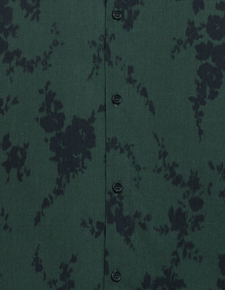 Chemise manches longues slim verte floral flou Homme-7