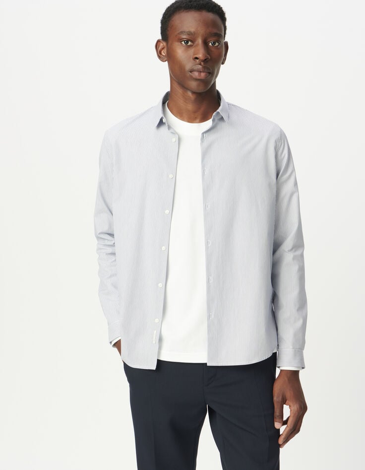 Chemise regular marine motif fines rayures Homme-2 Chemise regular marine motif fines rayures Homme-2