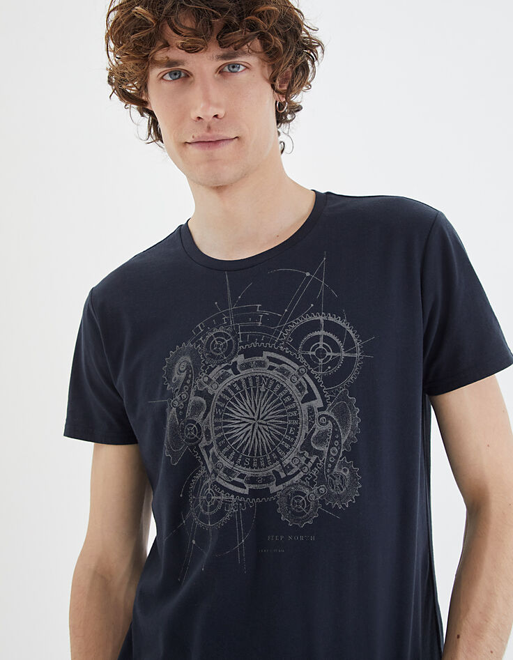 Tee-shirt marine visuel boussole Homme-7