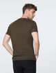 Camiseta caqui bordado Karma Rock Hombre-2