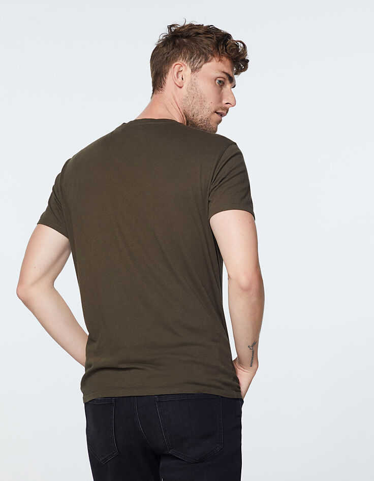 Camiseta caqui bordado Karma Rock Hombre-2