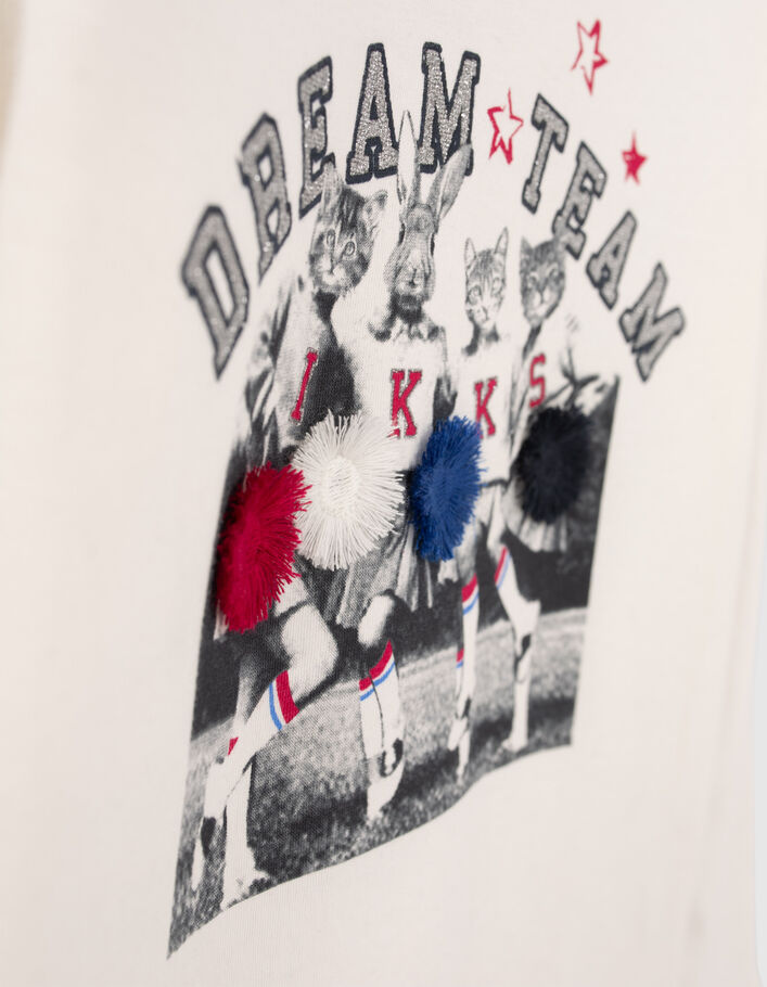 Gebroken wit T-shirt pom-pom girls 3D meisjes-6