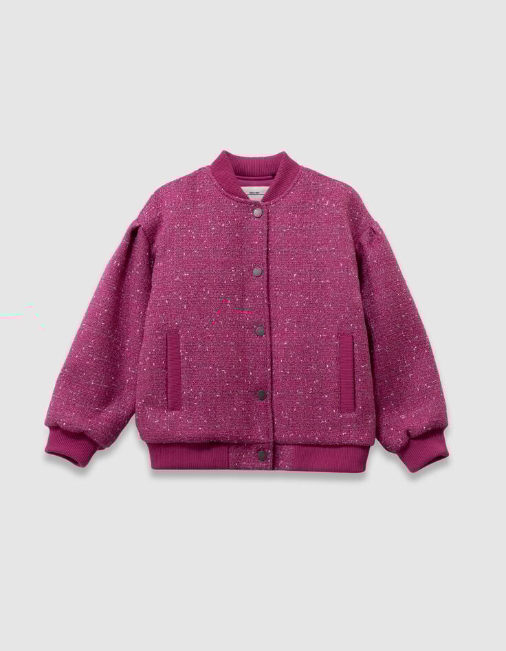 Blouson rose esprit tweed fille-4