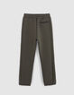 Boy's khaki jogging suit with marked pleats-4
