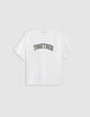 White T-shirt with bead embroidered slogan-5
