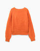 Pull orange en tricot duveteux fille-4