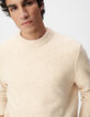 Beiger Winterpullover Rundhalsausschnitt-4