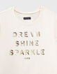 Ecru T-shirt metallic tekst meisjes-2